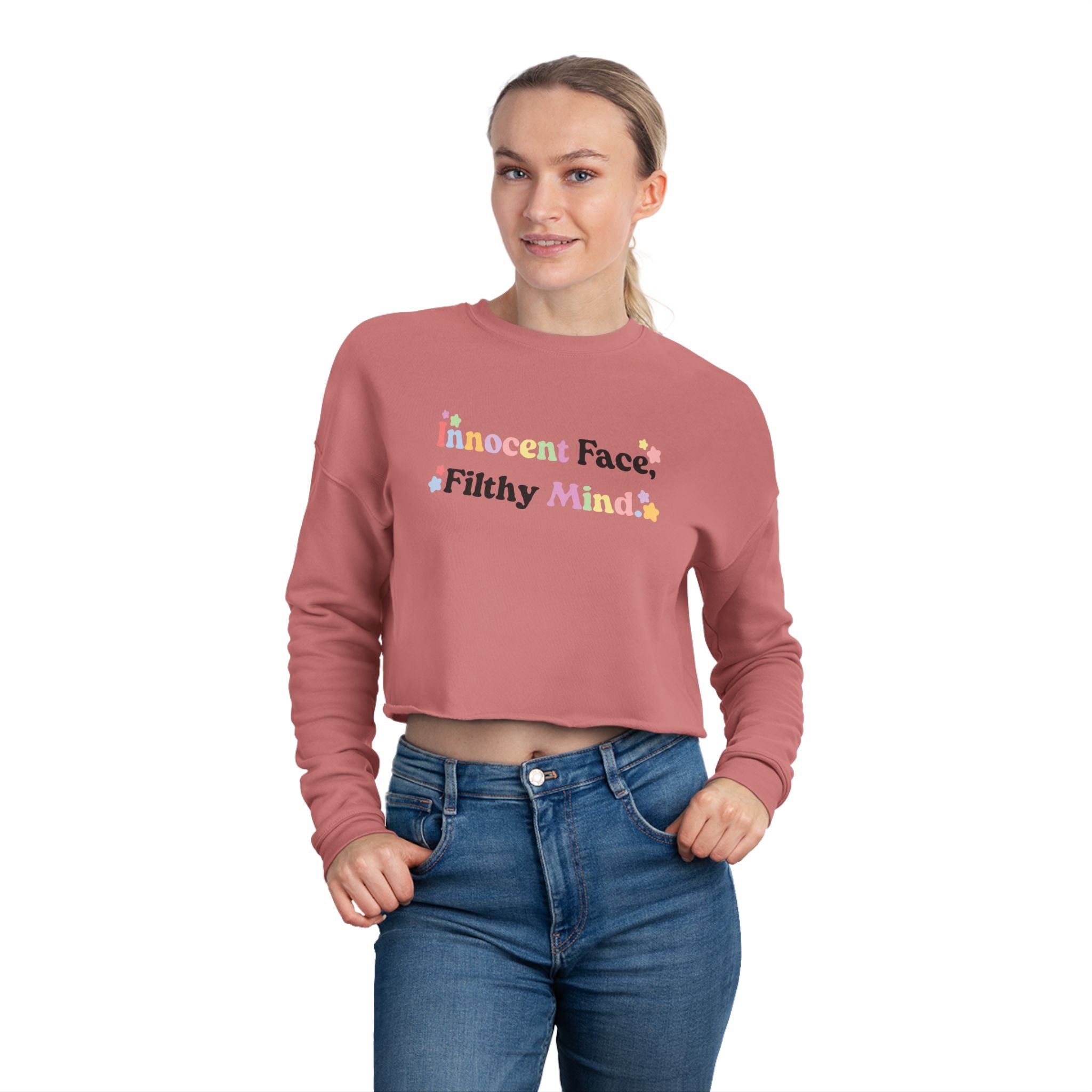 "Innocent Face, Filthy Mind" – Women's Cropped Sweatshirt