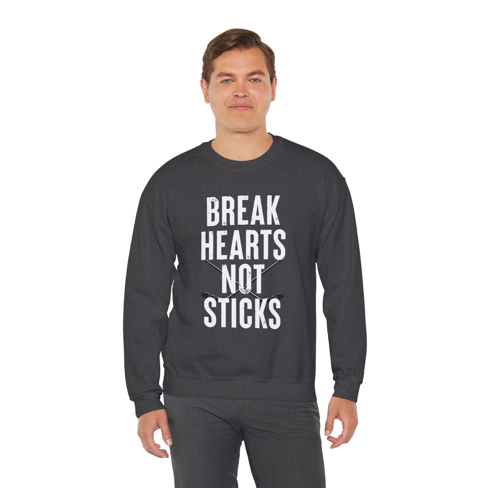 Break Hearts Not Sticks — Hockey Romance Graphic Sweatshirt