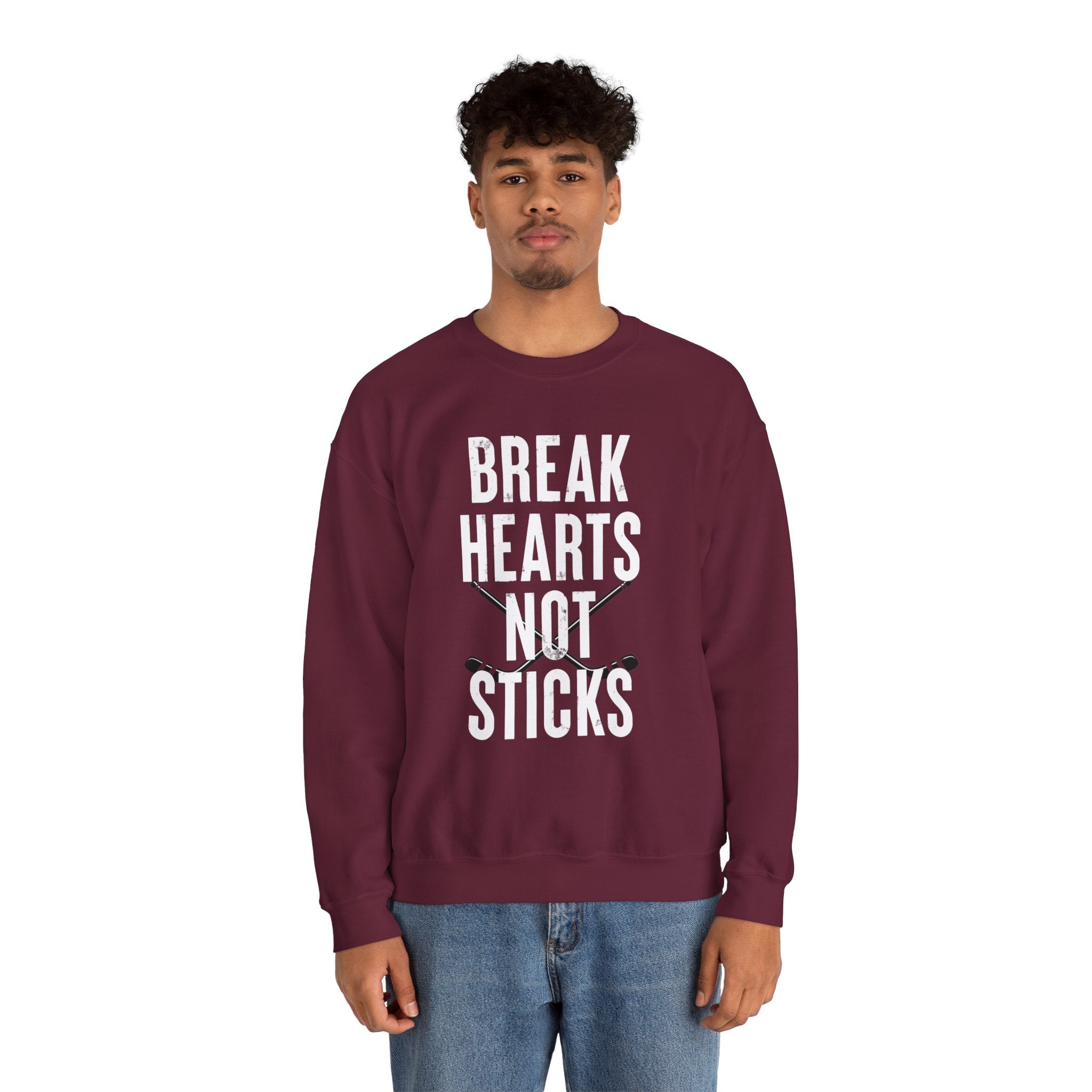 Break Hearts Not Sticks — Hockey Romance Graphic Sweatshirt