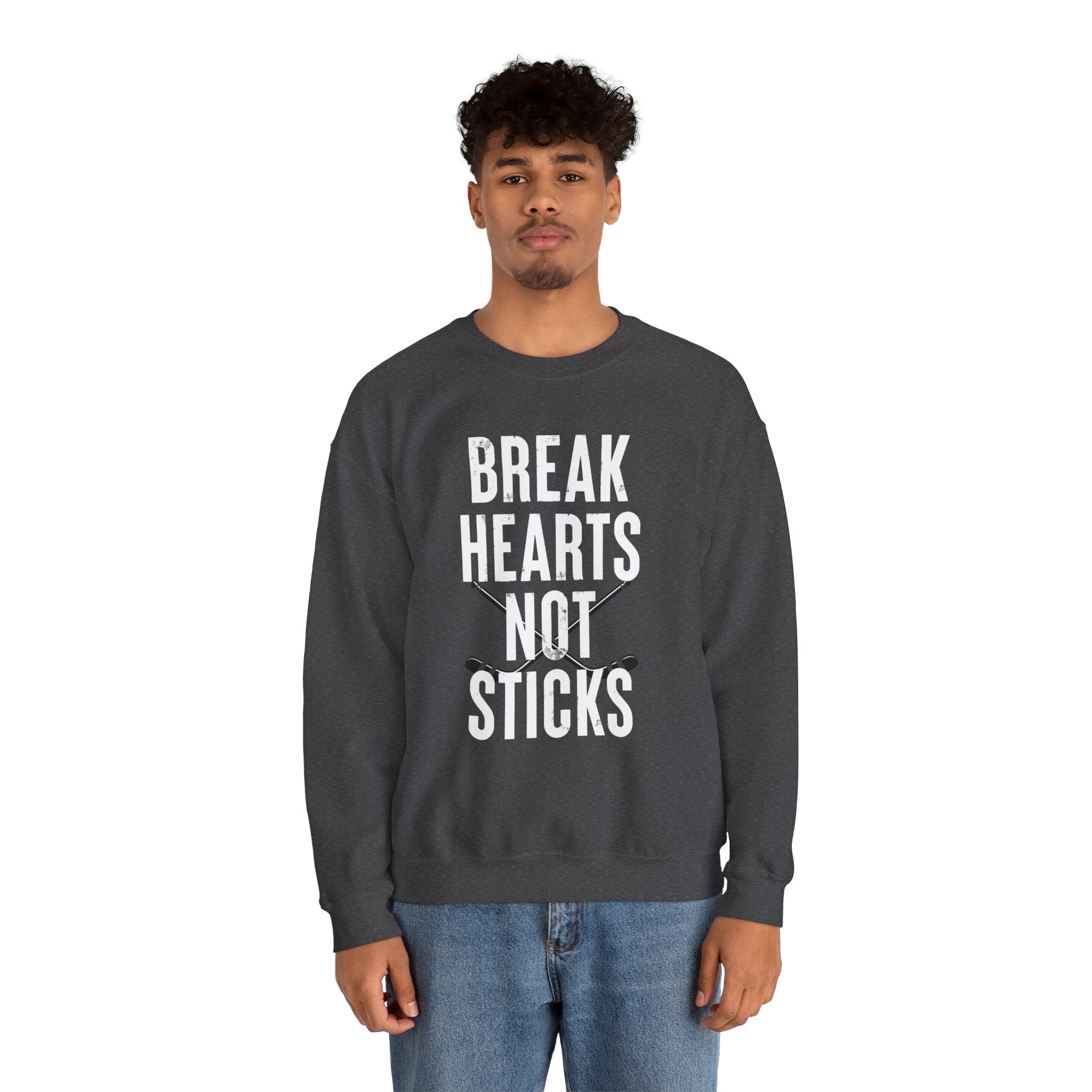 Break Hearts Not Sticks — Hockey Romance Graphic Sweatshirt