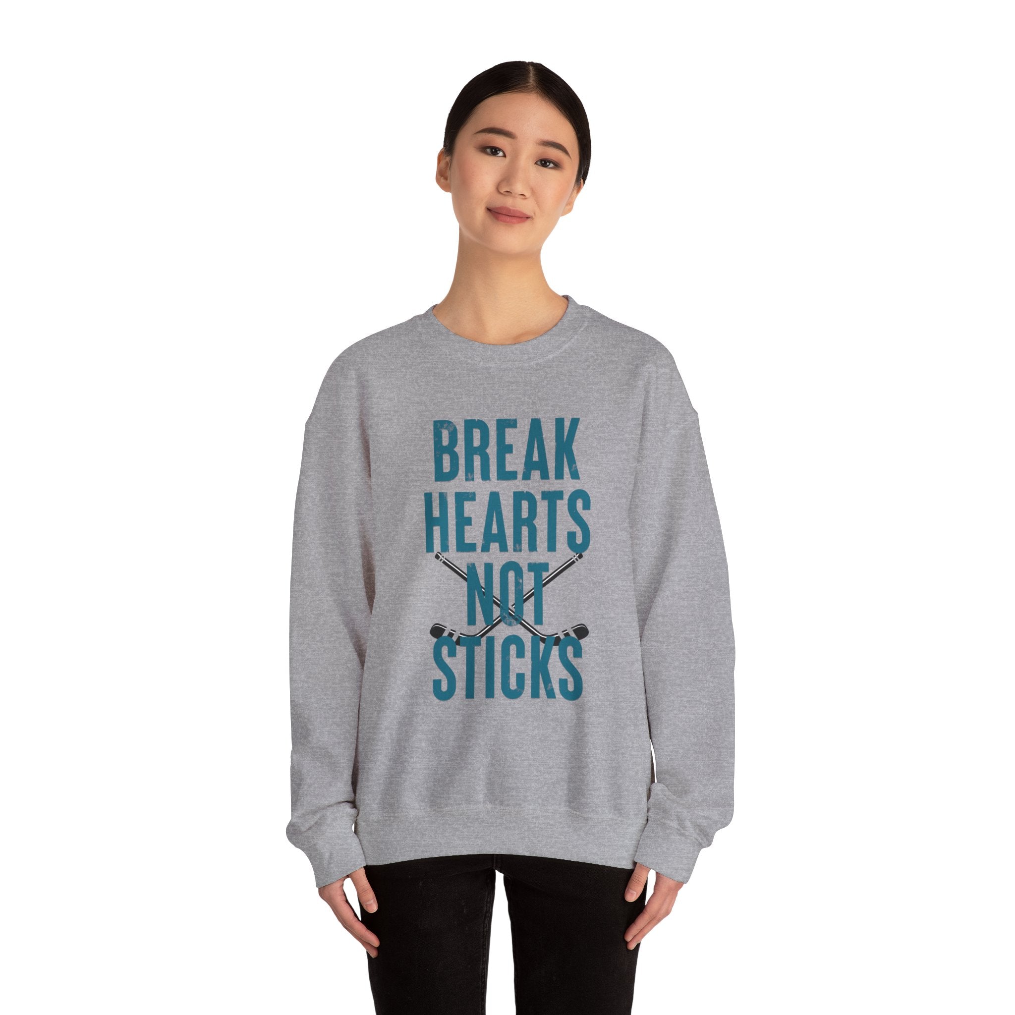 Break Hearts Not Sticks — Hockey Romance Graphic Sweatshirt