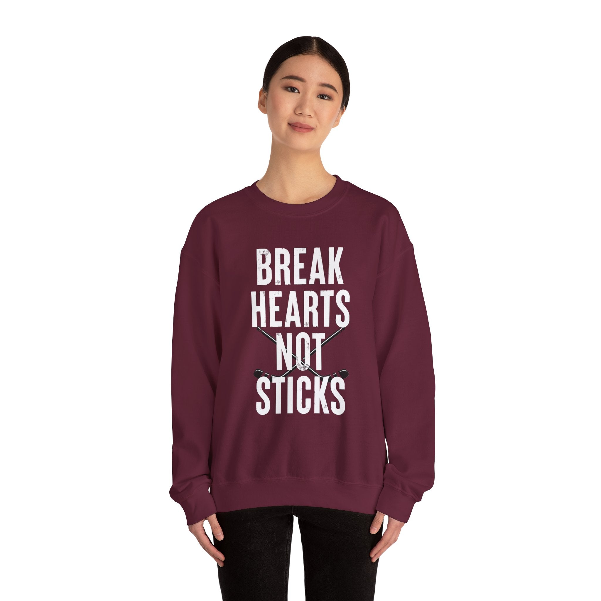 Break Hearts Not Sticks — Hockey Romance Graphic Sweatshirt