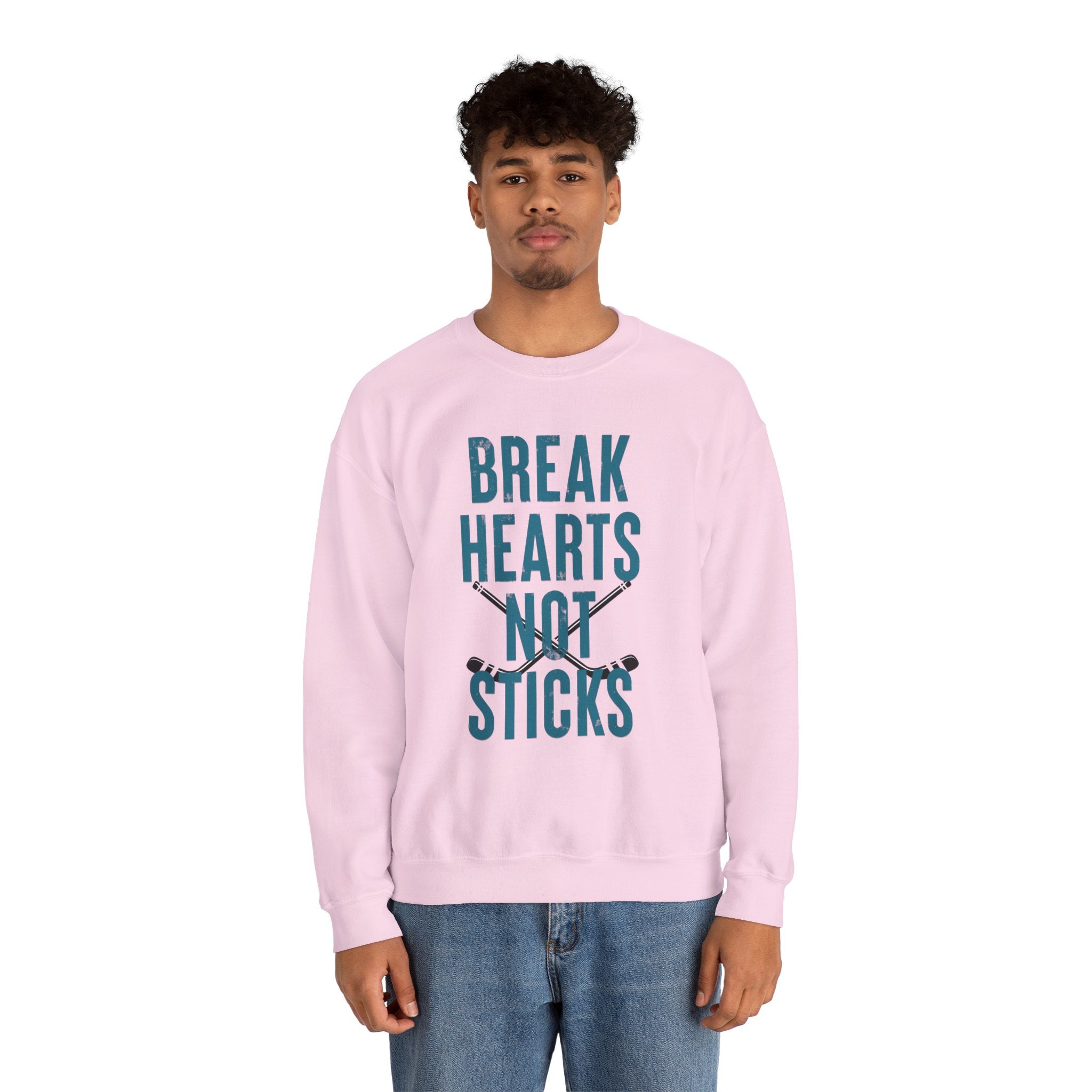 Break Hearts Not Sticks — Hockey Romance Graphic Sweatshirt