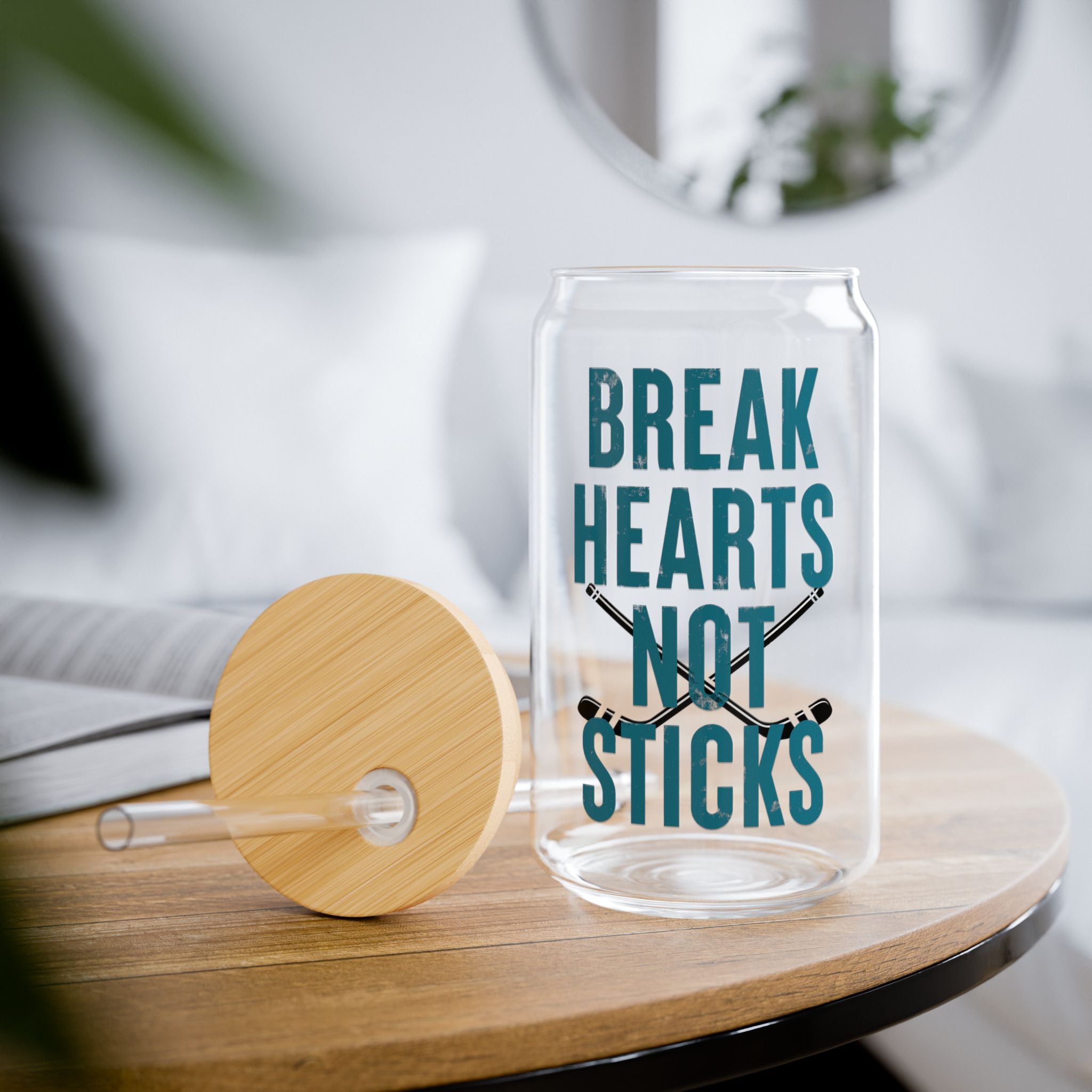 Break Hearts Not Sticks Glass Tumbler