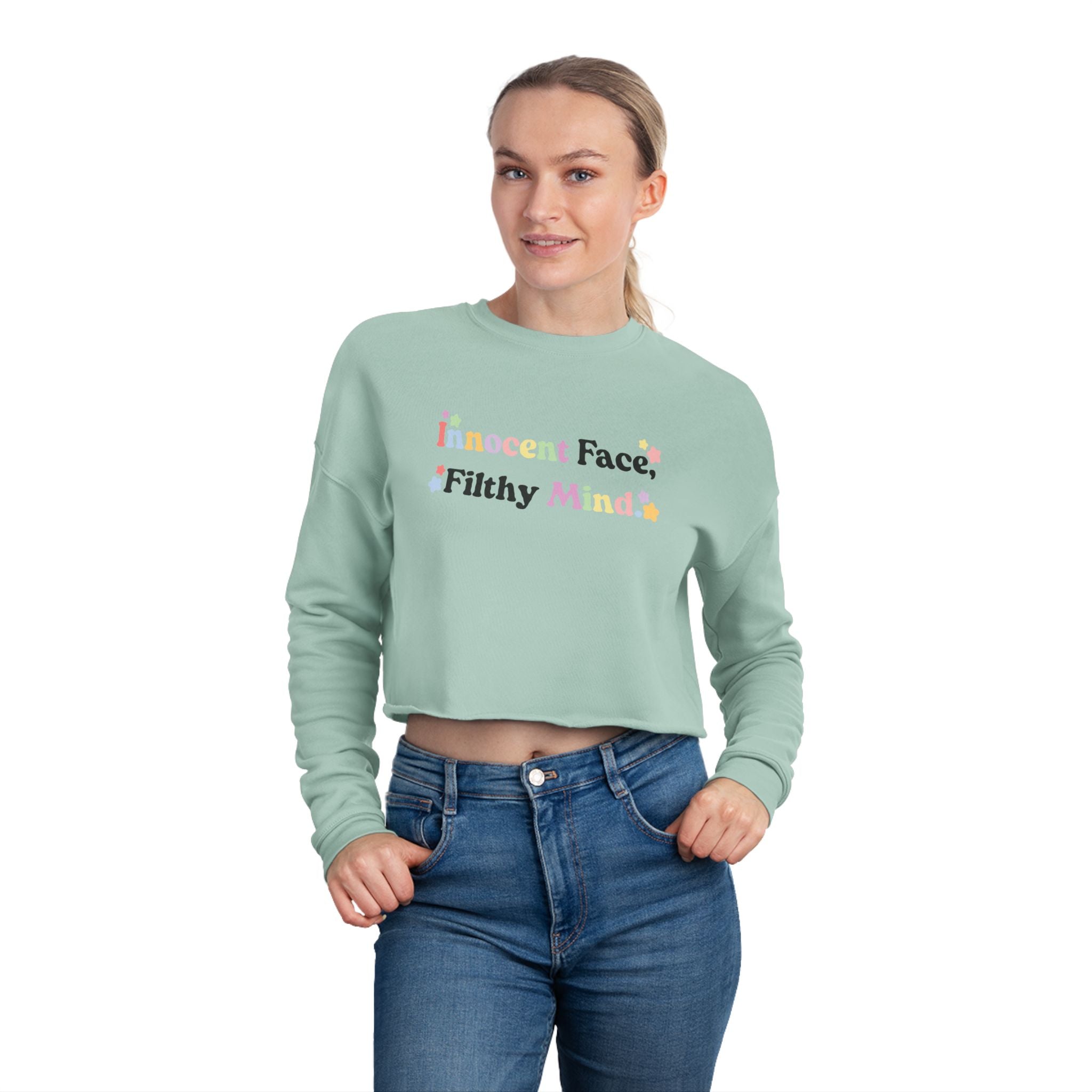 "Innocent Face, Filthy Mind" – Women's Cropped Sweatshirt