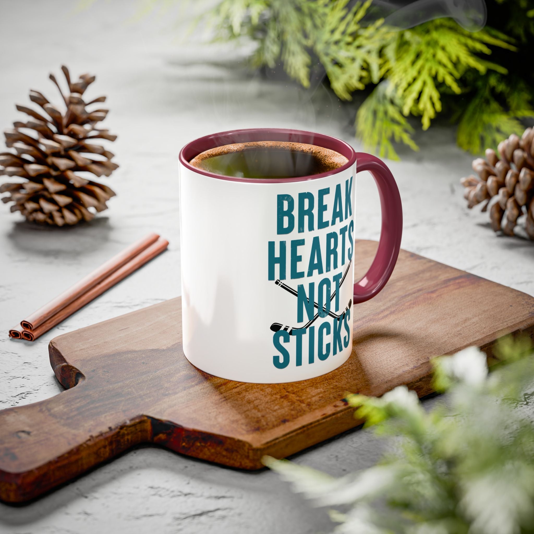 Break Hearts Not Sticks – Sassy Hockey Mug